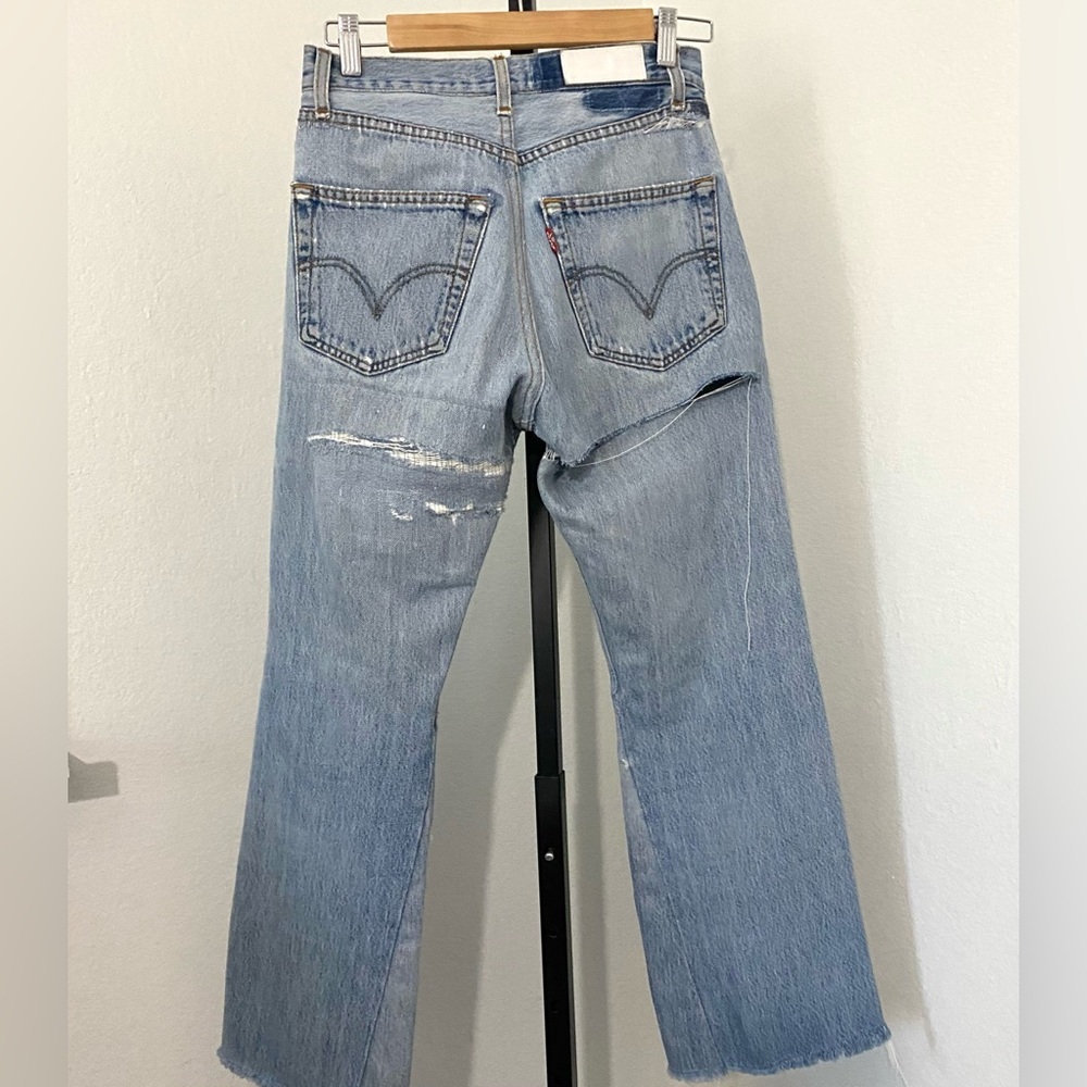 Y2K Re/Done Levi’s Leandra 501 Ripped Butt Jeans Size 26 Flare Cropped Rare HTF - Picture 3 of 16